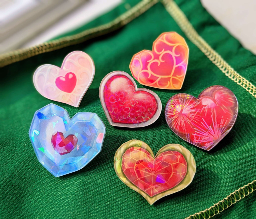 Legend of Zelda Heart Containers/Pieces Holographic Pins