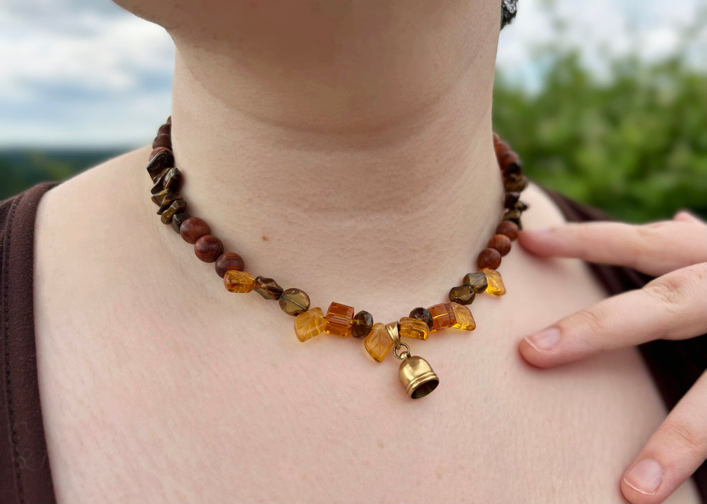 Honeyed Gold - Amber and Wooden Beaded Necklace