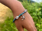 Siren Song - Set - Beaded Necklace and Bracelet in Pearl and Ocean Blue