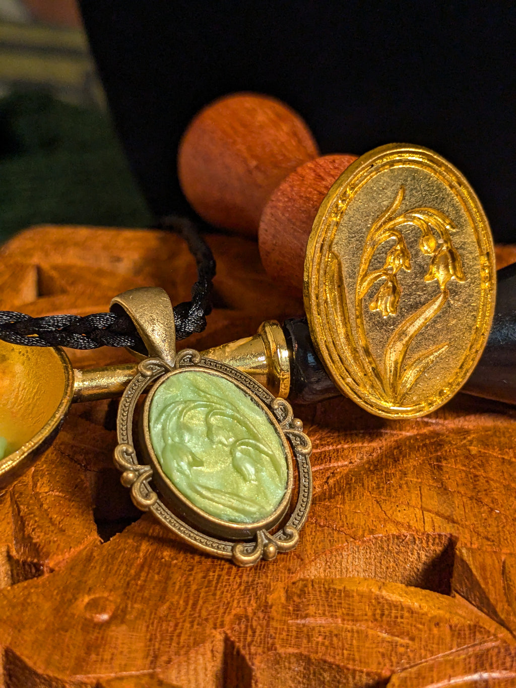 Bellflower Wax Seal Pendant Necklace