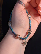 Siren Song - Set - Beaded Necklace and Bracelet in Pearl and Ocean Blue