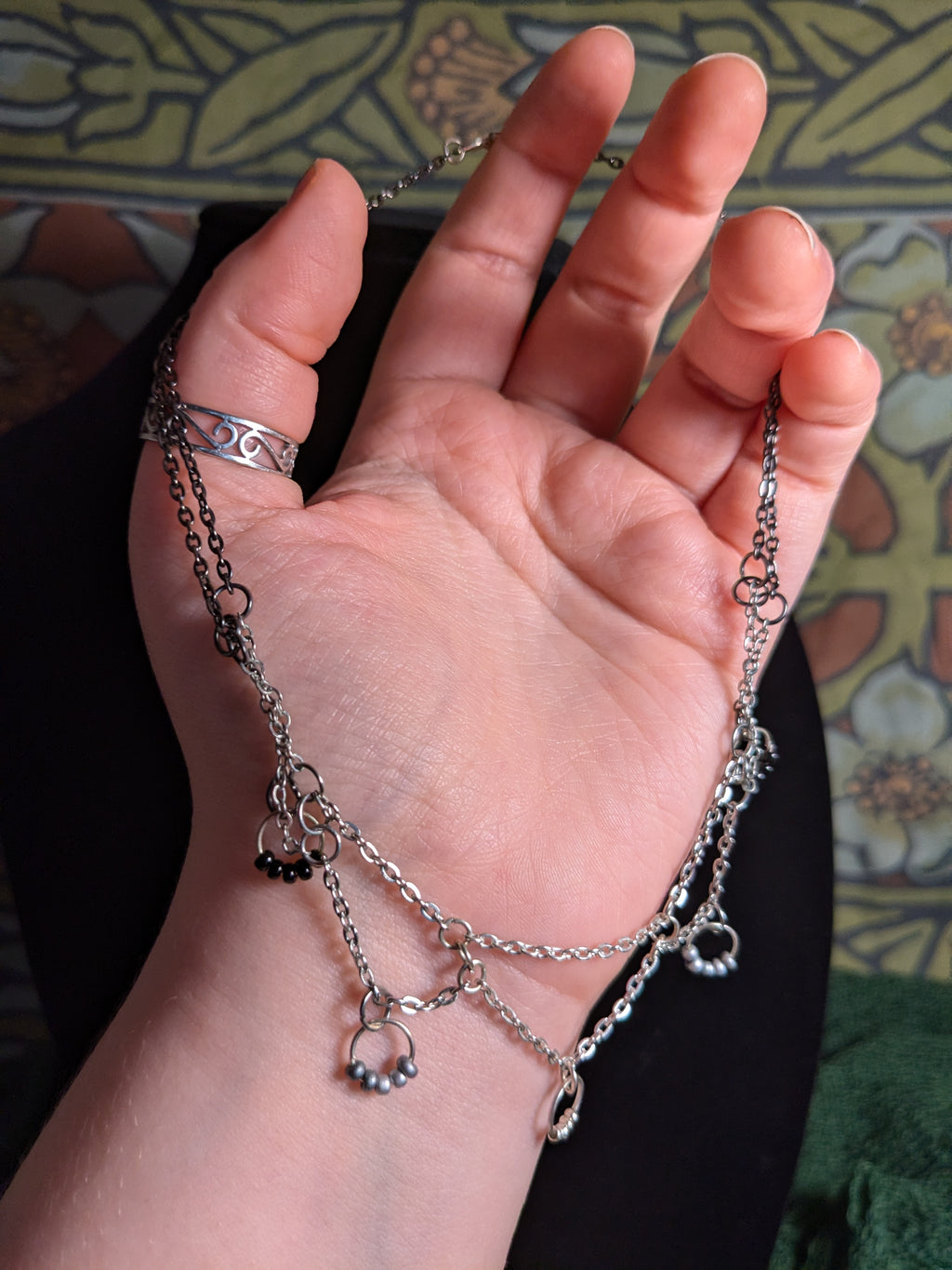 Clerestory - Black Silver Gradient Hanging Chain Necklace