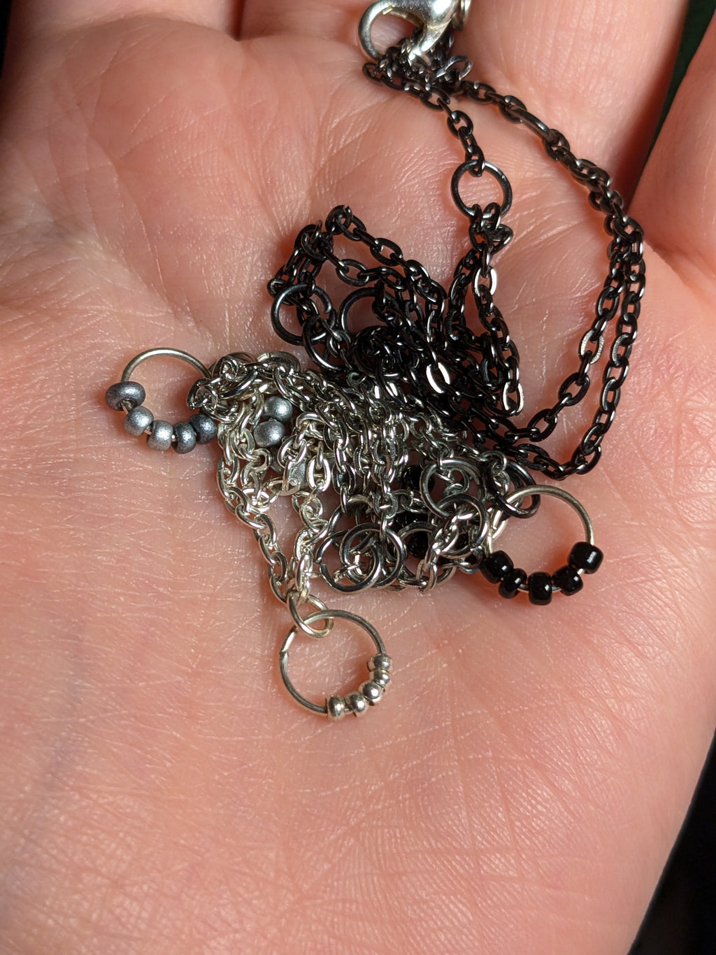 Clerestory - Black Silver Gradient Hanging Chain Necklace