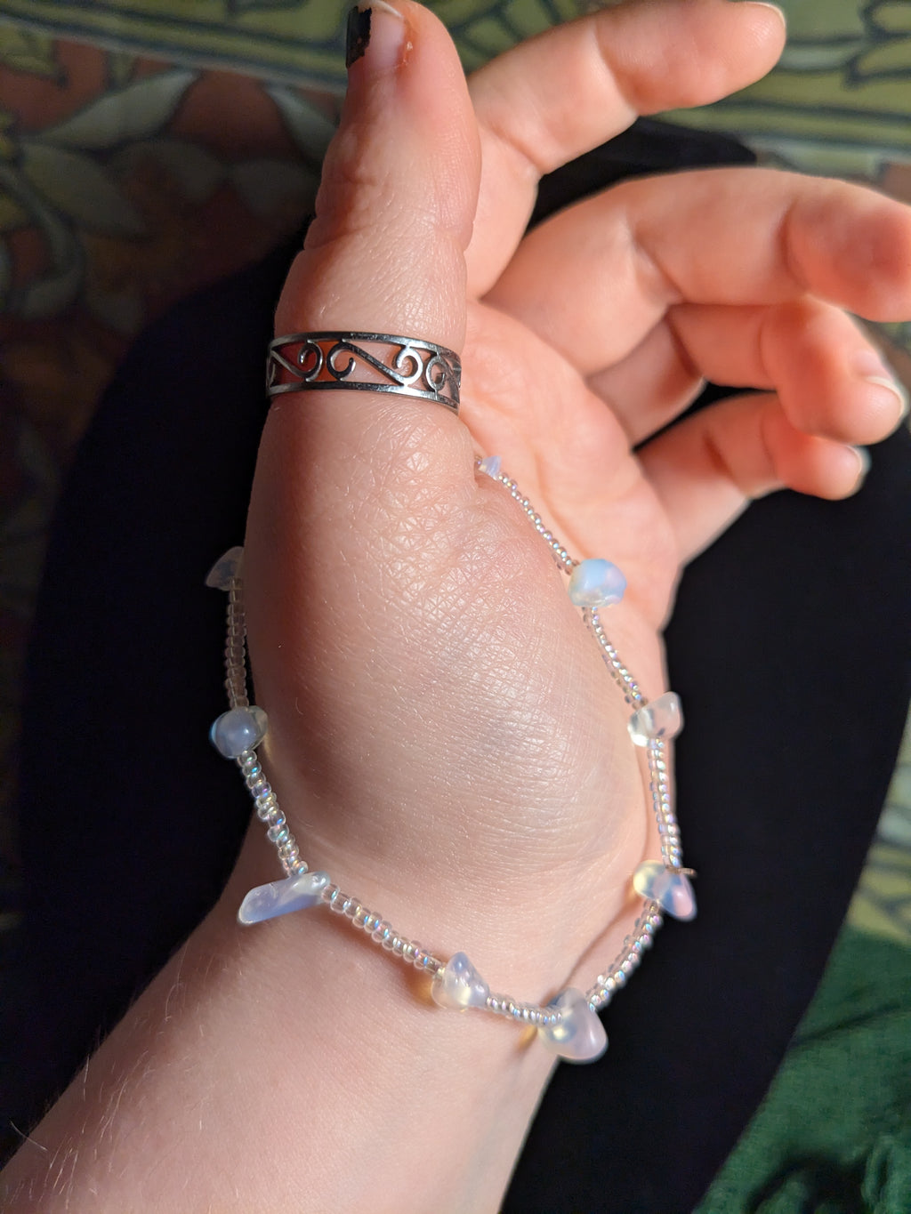 Opalite Beaded Crystal Bracelet