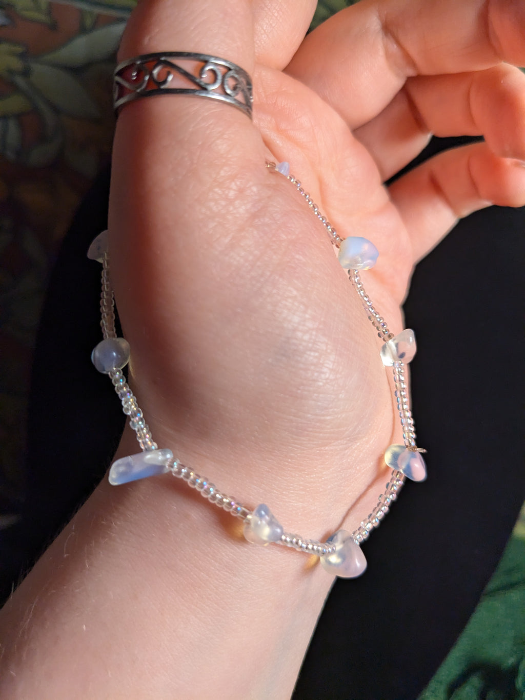 Opalite Beaded Crystal Bracelet