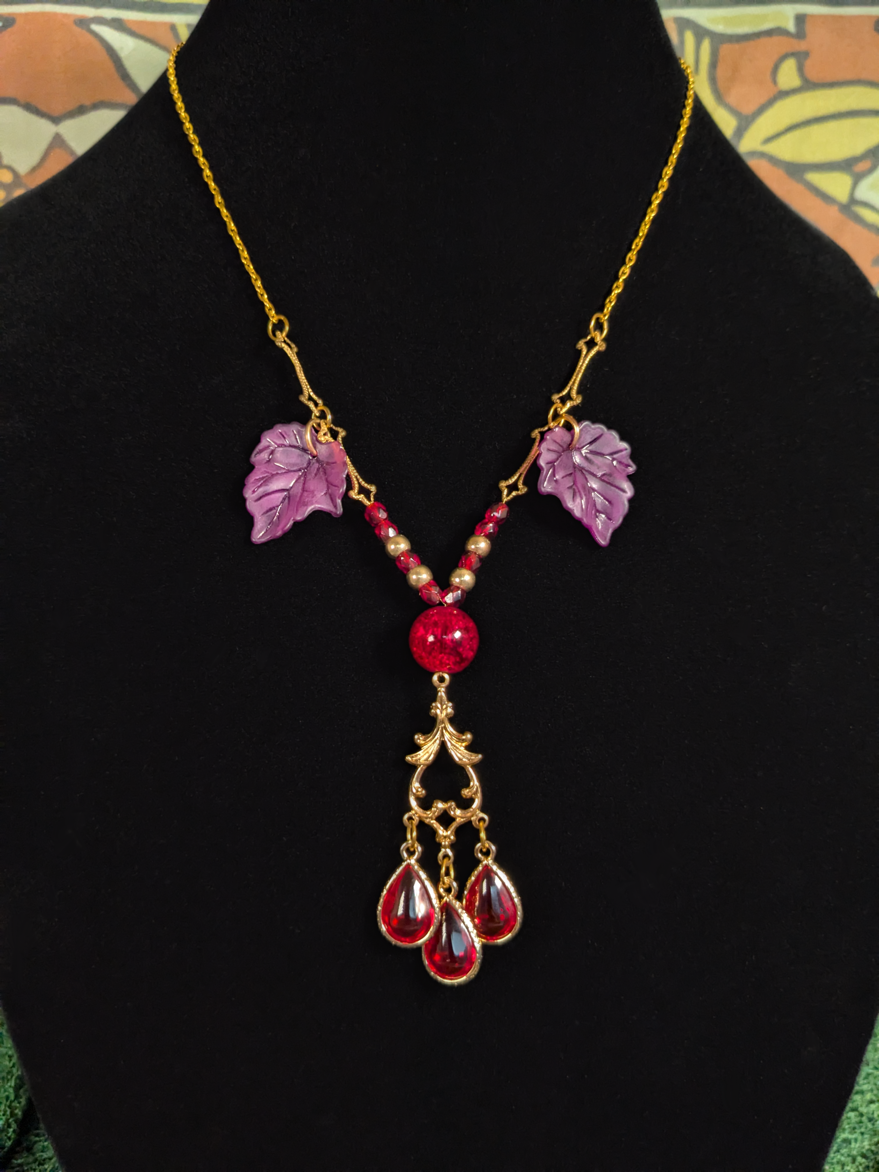 Bleeding Gold - Beaded Pendant Necklace