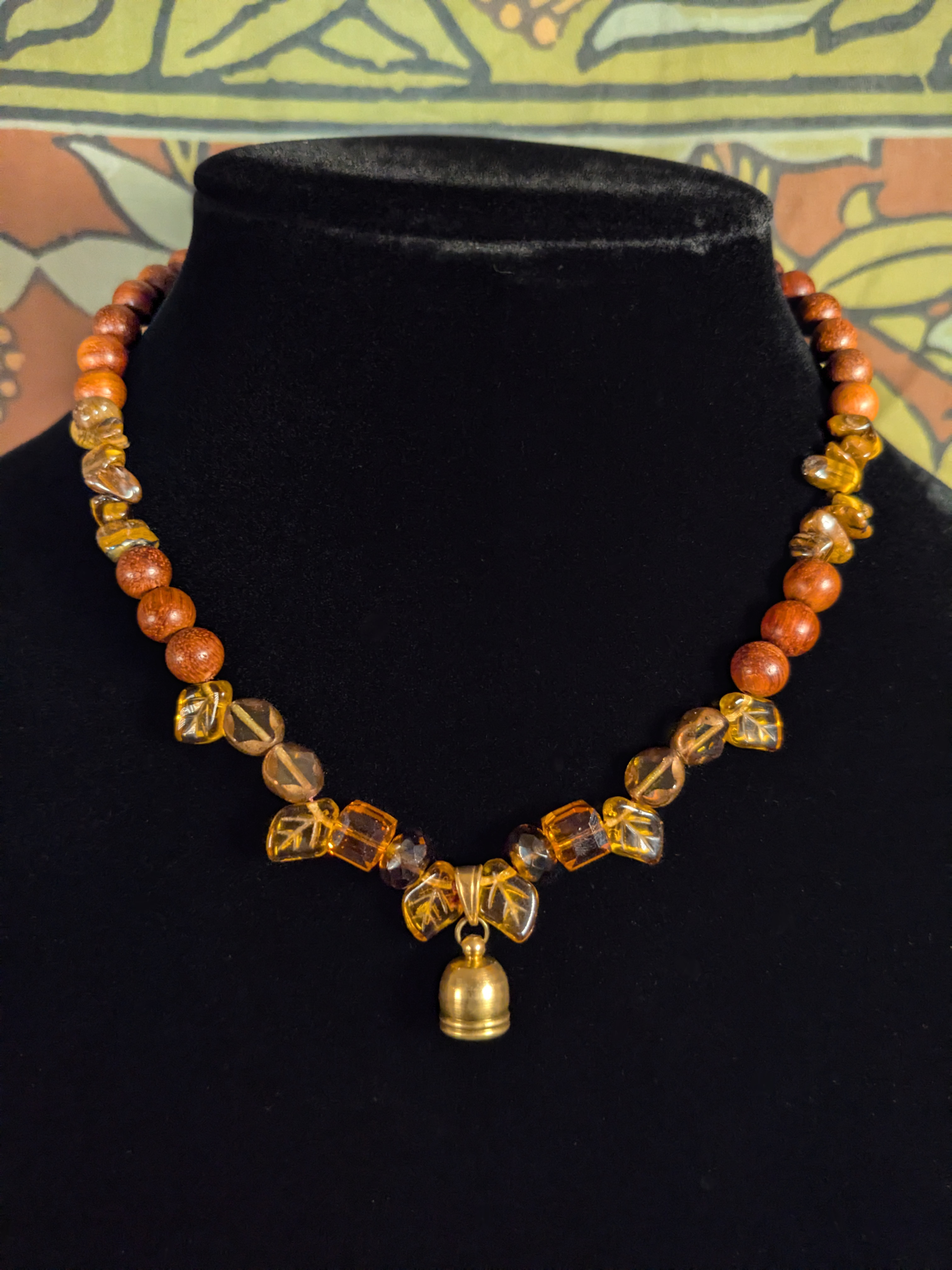 Honeyed Gold - Amber and Wooden Beaded Necklace
