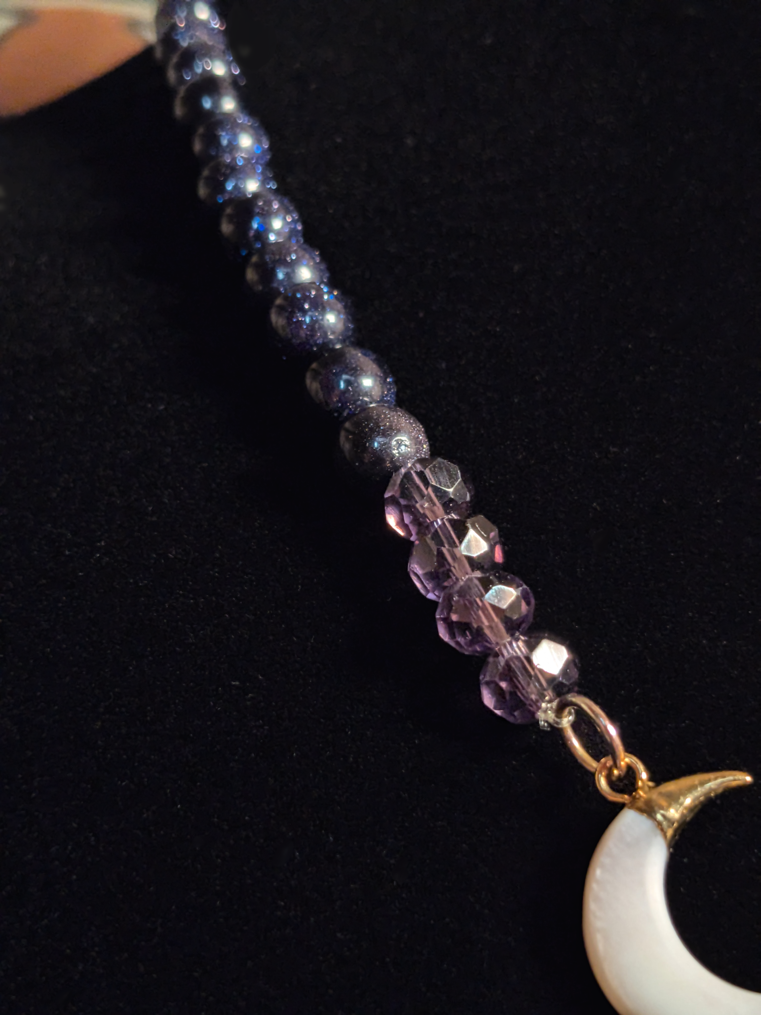 Hecate - Triple Moon Crystal Beaded Pendant Necklace