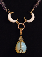 Hecate - Triple Moon Crystal Beaded Pendant Necklace