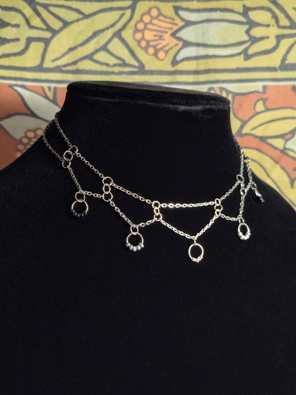 Clerestory - Black Silver Gradient Hanging Chain Necklace