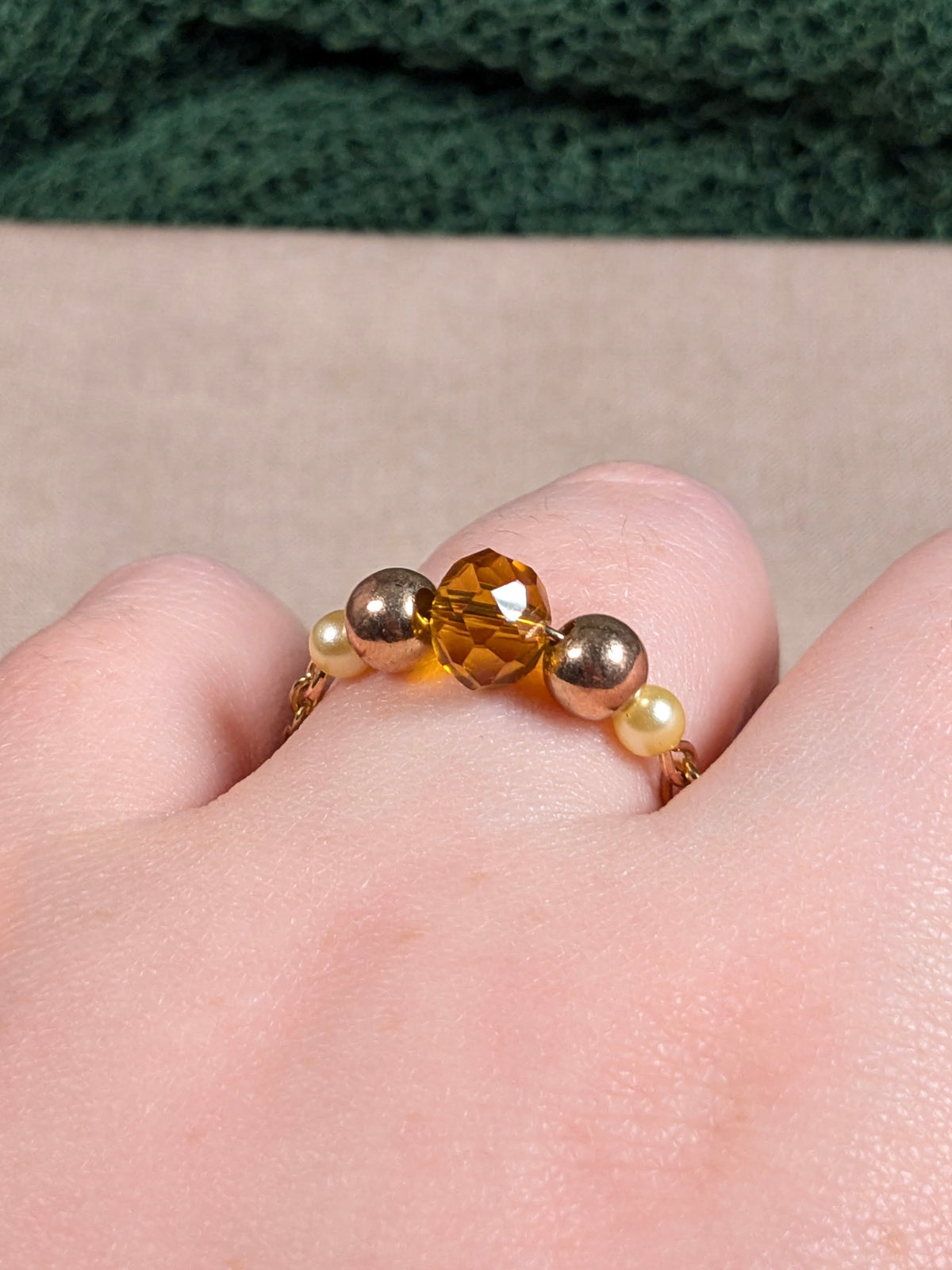Sunny Golden Amber Chain Ring - Joint-Friendly Adjustable Comfort Ring