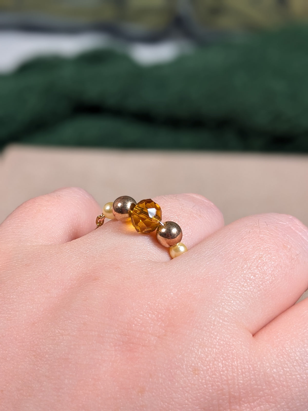 Sunny Golden Amber Chain Ring - Joint-Friendly Adjustable Comfort Ring