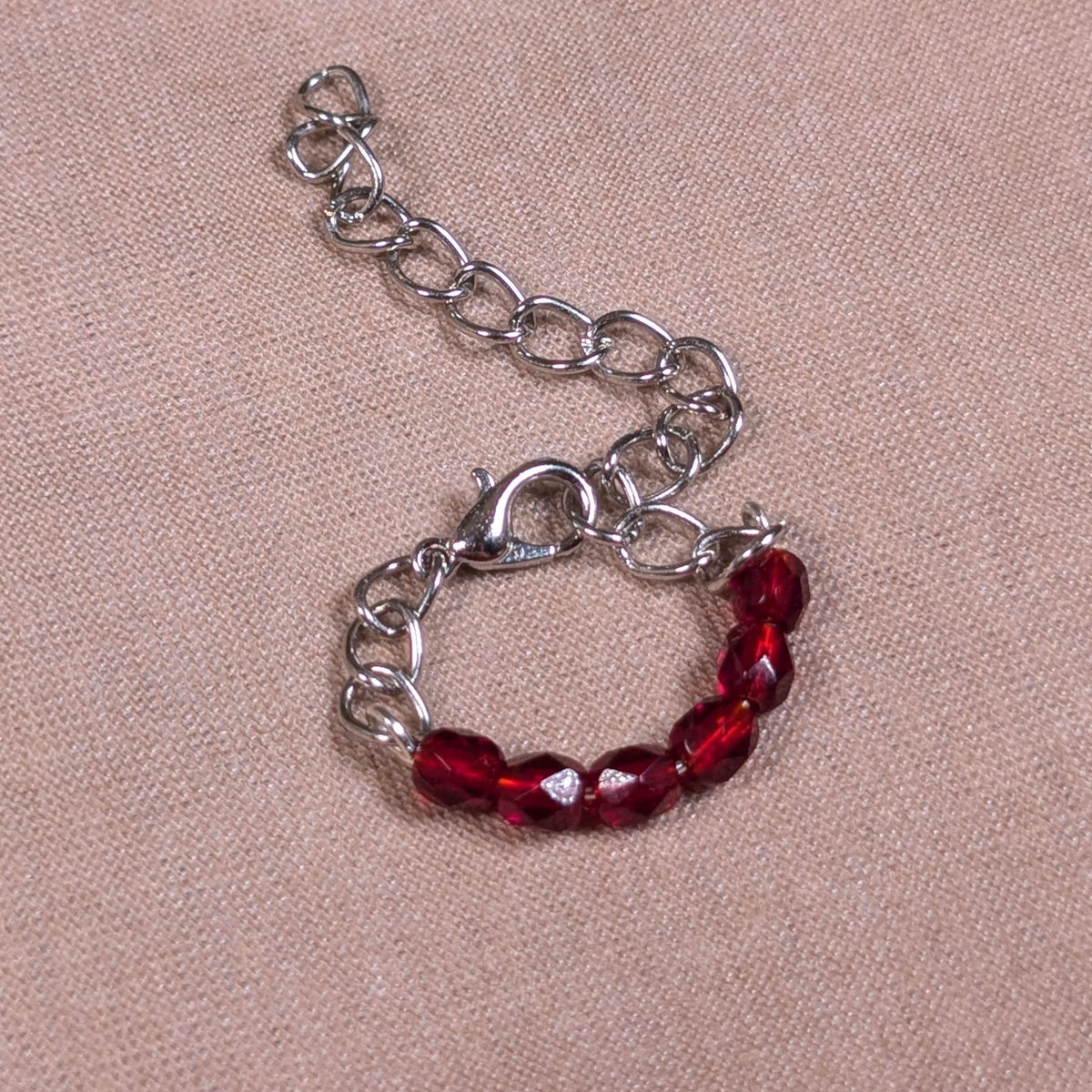 Red Garnet Chain Ring - Joint-Friendly Adjustable Comfort Ring