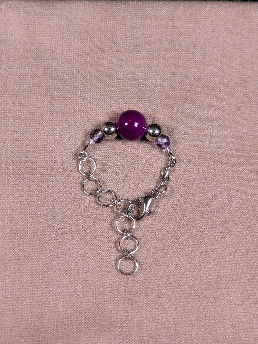 Purple and Fluorite Chain Ring - Joint-Friendly Adjustable Comfort Ring