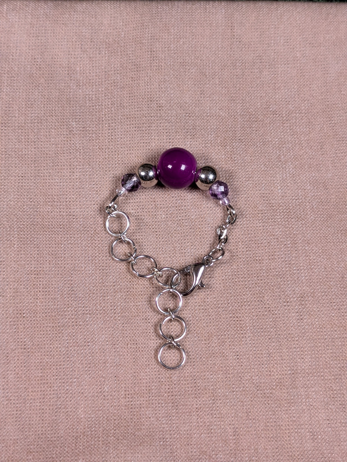 Purple and Fluorite Chain Ring - Joint-Friendly Adjustable Comfort Ring