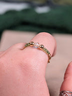 Green & Crystal Chain Ring - Joint-Friendly Adjustable Comfort Ring