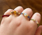 Green & Crystal Chain Ring - Joint-Friendly Adjustable Comfort Ring