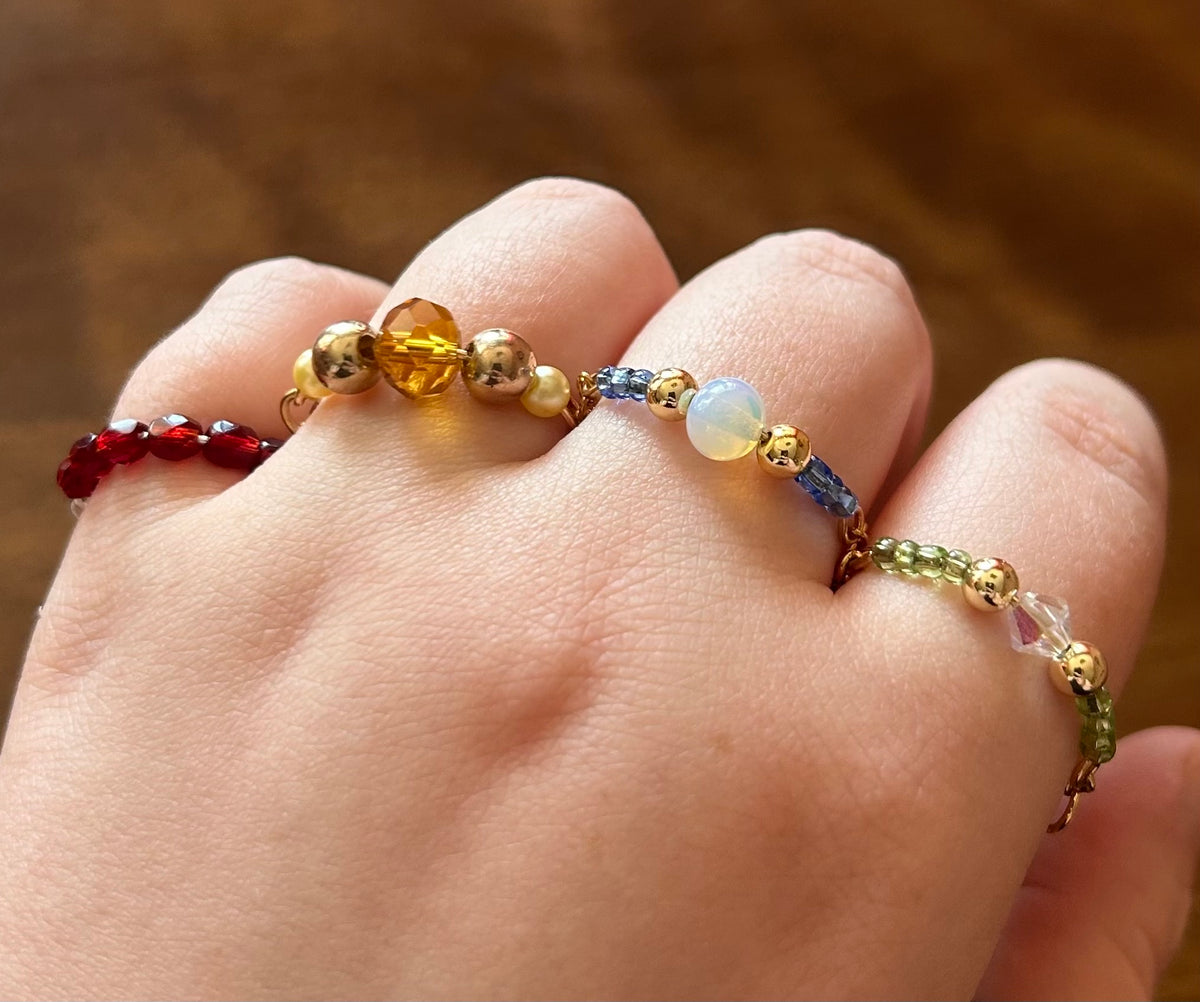 Red Garnet Chain Ring - Joint-Friendly Adjustable Comfort Ring